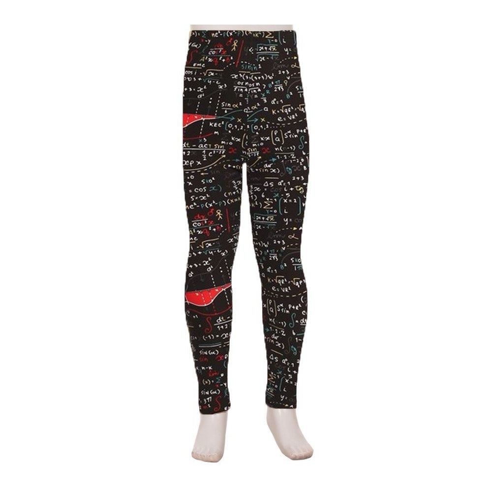 Leggings Depot Black and Red Mathematics Patterned Leggings